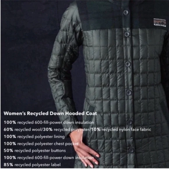 Patagonia Rare Recycled Down Hooded Coat Carbon
Green Medium - Picture 16 of 17
